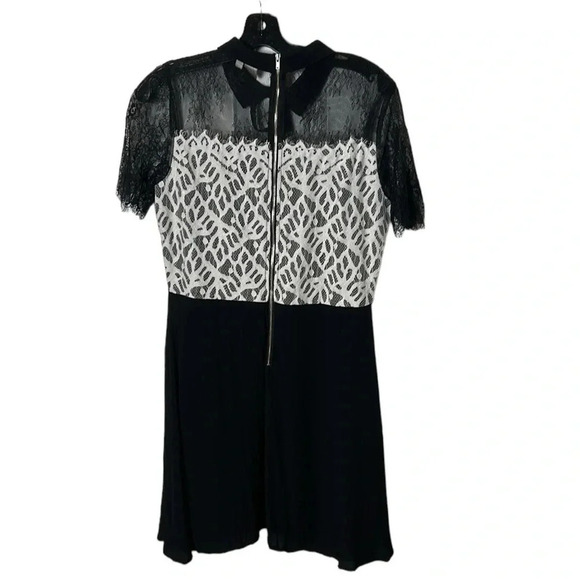 Simons Twik sheer ,lace dress,fray,lined,bow,shirt collar,Colorblock,multi media - Picture 7 of 16